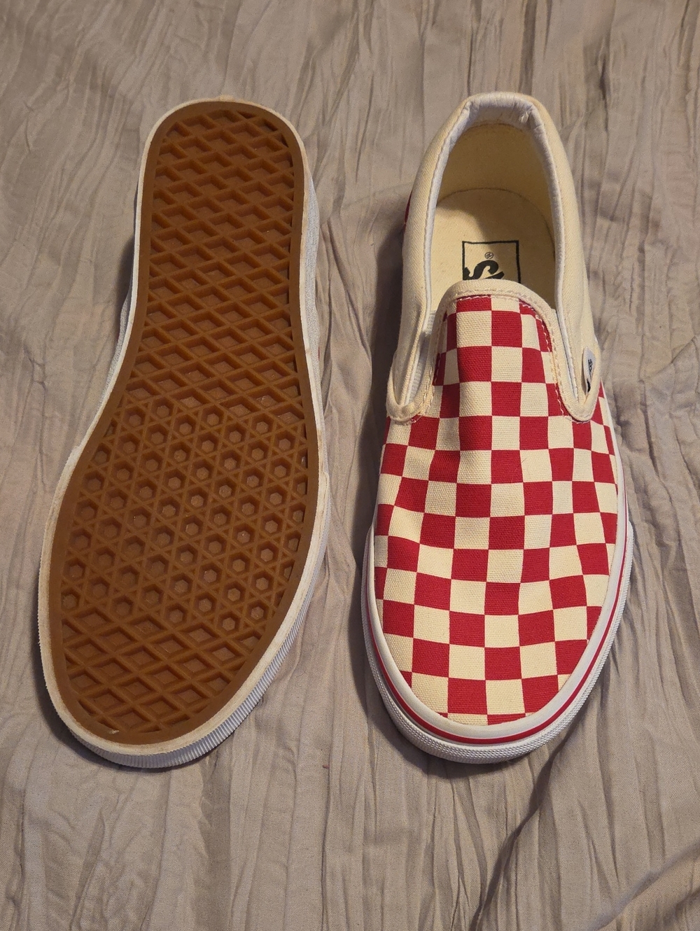 Vans Slip-On Checkerboard Canvas Shoes - Red/White